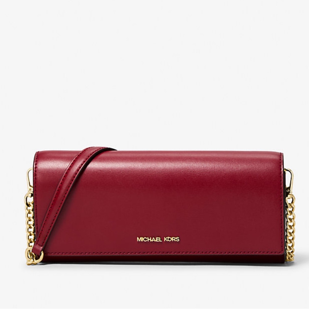 MICHAEL KORS Jet Set Medium Leather Flap Clutch Crossbody Shoulder Bag Wallet